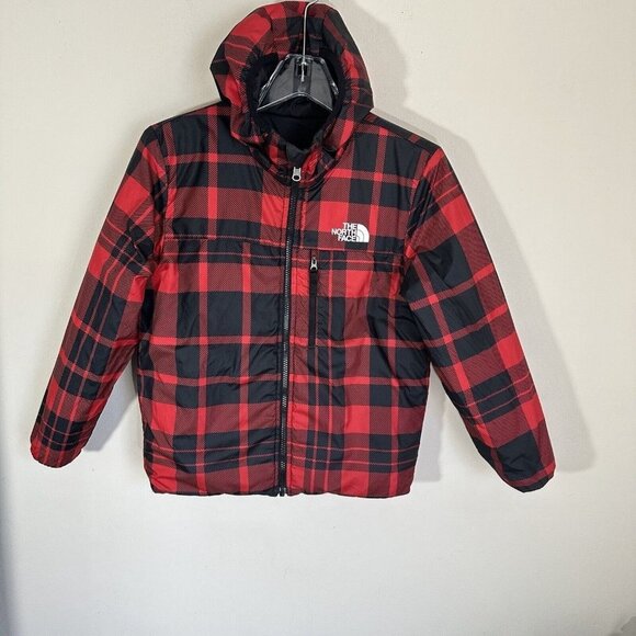 The North Face Other - The North Face Boys Perrito Size M Red Black Plaid Reversible Jacket READ